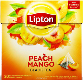 LIPTON PEACH MANGO BLACK TEA 20 пирамидок