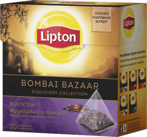 LIPTON BOMBAY BAZAAR DISCOVERY COLLECTION BLACK TEA 20 пирамидок