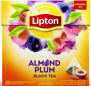 LIPTON ALMOND PLUM BLACK TEA 20 пирамидок