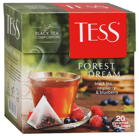 TESS FOREST DREAM BLACK TEA, PASPBERRY & BLUEBERRY 20 пирамидок