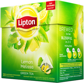 LIPTON LEMON MELISSA GREEN TEA 20 пирамидок
