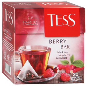 TESS BERRY BAR BLACK TEA, RASPBERRY & RHUBARB 20 пирамидок