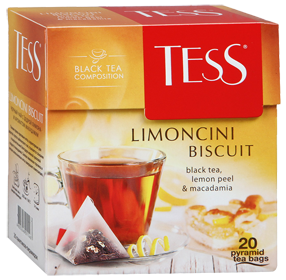 TESS LIMON BISCUIT BLACK TEA, LEMIN PEEL & MACADAMIA 20 пирамидок